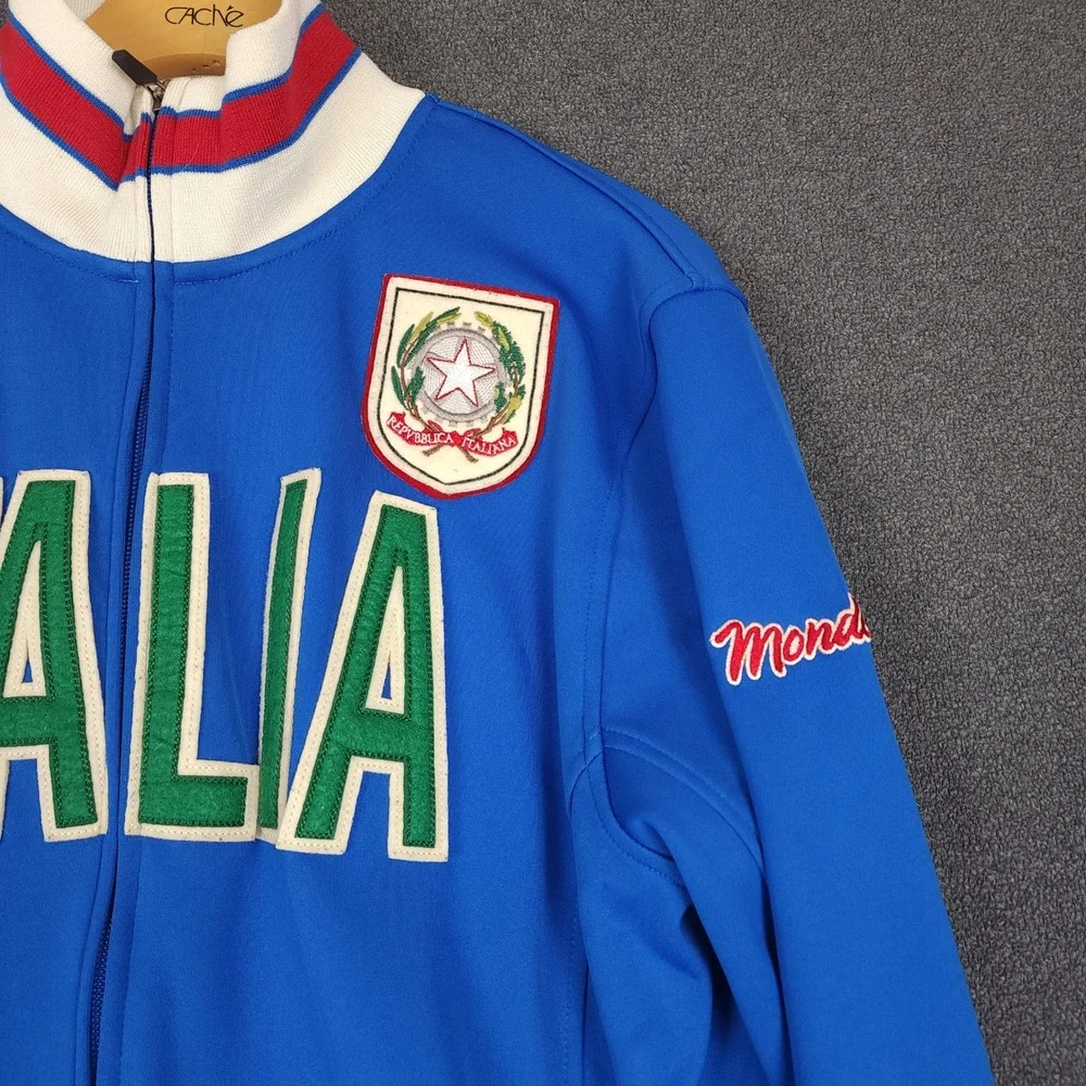 Mondetta‎ Italia Track Jacket Men's Large Blue White Red Full Zip Athletic